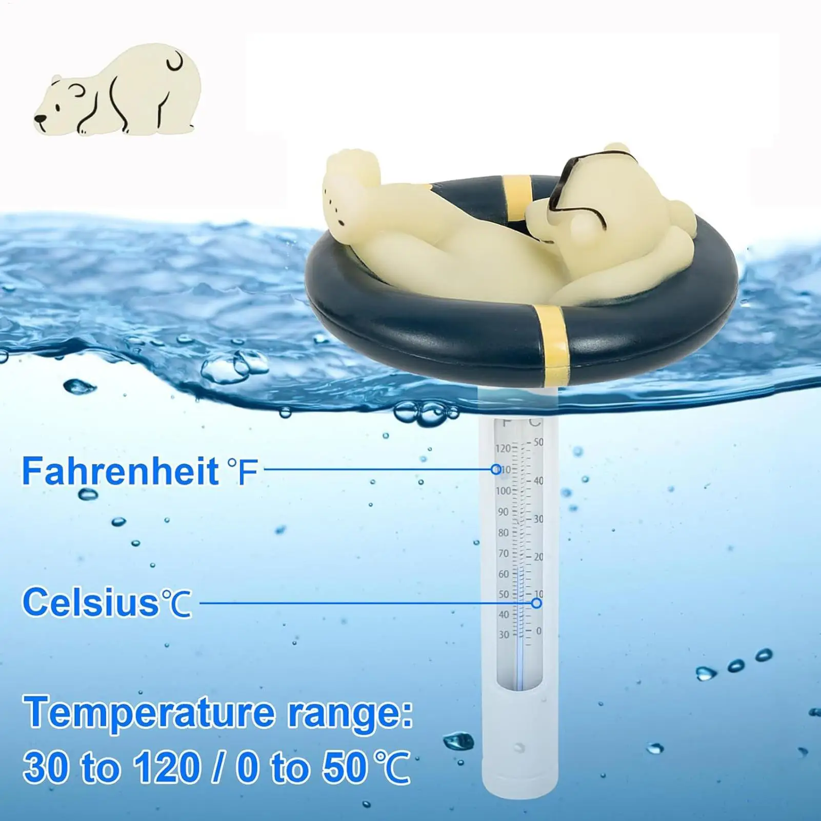 Polar Bear Multi-functional Swimming Pool Thermometer Water Temperature Meter Spa Fish Ponds Floating Probe Water detector
Polar Bear Multi-functional Swimming Pool Thermometer Water Temperature Meter Spa Fish Ponds Floating Probe Water detector