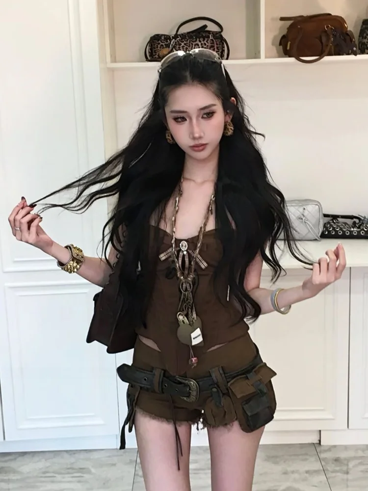 Street Style N13 SYXATN Spicy Girl Retro Waist-Cinching Fishbone Tube Top Vest Short Pocket Design Shorts Women's Set Summer
Street Style N13 SYXATN Spicy Girl Retro Waist-Cinching Fishbone Tube Top Vest Short Pocket Design Shorts Women's Set Summer