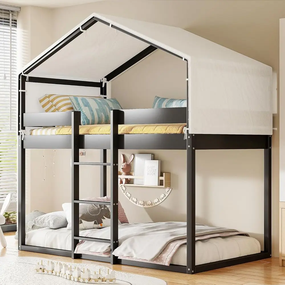 Twin-Over-Twin Bunk Bed with Playhouse, Tent, and Ladder for Kids
Twin-Over-Twin Bunk Bed with Playhouse, Tent, and Ladder for Kids