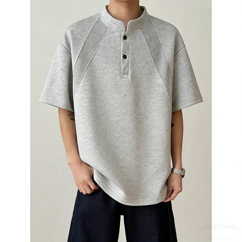 Summer Short Sleeved T-shirt Men Fashion Black Stand Up Collar T-shirt Men Streetwear Korean Loose Pullover T Shirt Mens Top
Summer Short Sleeved T-shirt Men Fashion Black Stand Up Collar T-shirt Men Streetwear Korean Loose Pullover T Shirt Mens Top