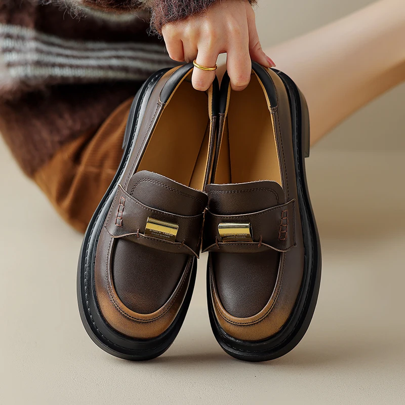 Handmade Genuine Leather Loafers Women Penny Flats Round Toe Slip On Female Casual Platform Shoes
Handmade Genuine Leather Loafers Women Penny Flats Round Toe Slip On Female Casual Platform Shoes