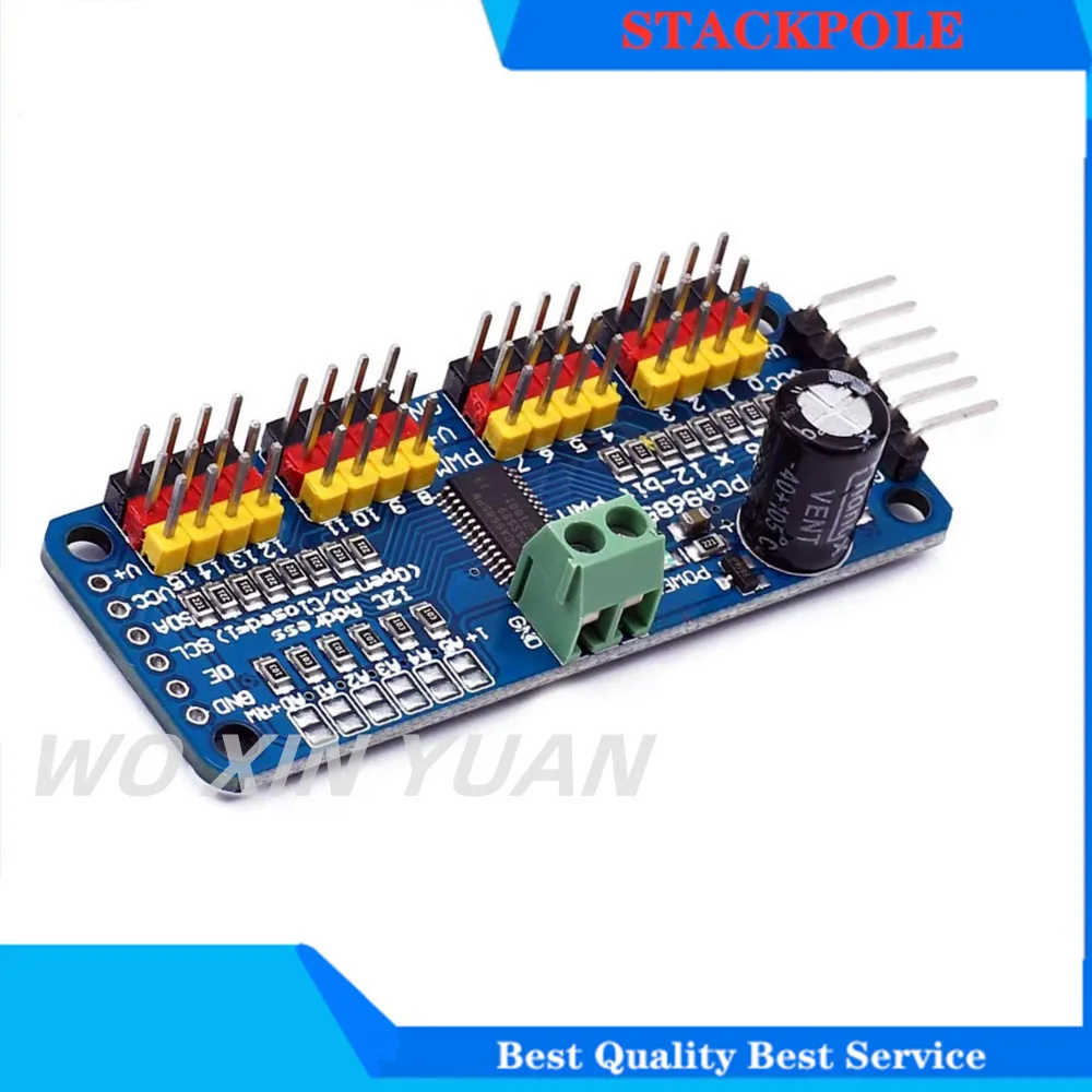 PCA9685PW 16 Channel 12-Bit PWM Servo Shield Driver I2C Interface PCA9685 Module For Raspberry Pi
PCA9685PW 16 Channel 12-Bit PWM Servo Shield Driver I2C Interface PCA9685 Module For Raspberry Pi