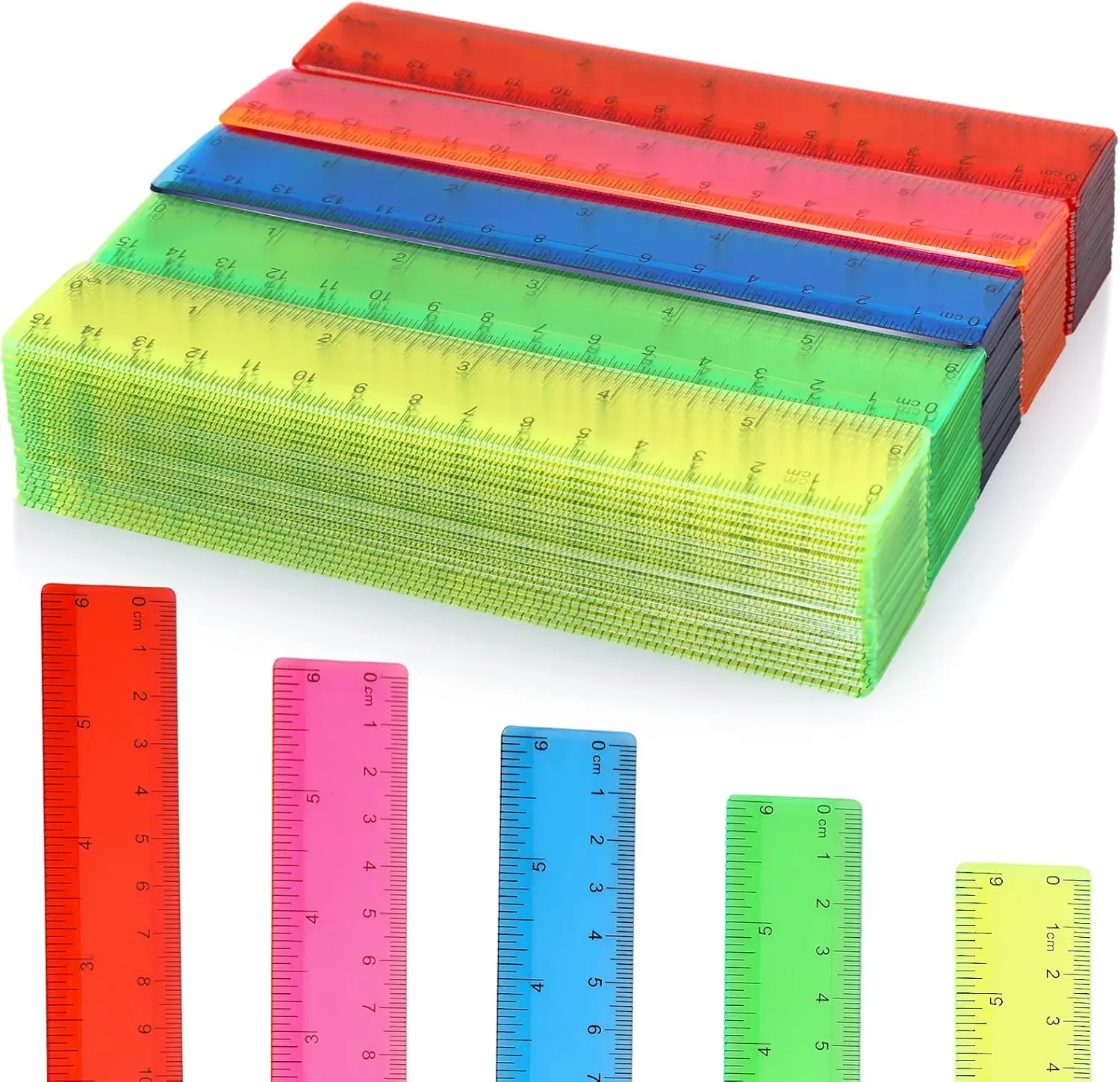 50 Pcs 6 Inch Plastic Rulers Bulk Flexible Straight Rulers with Inches and Centimeters for School Office Home Supplies Colorful
50 Pcs 6 Inch Plastic Rulers Bulk Flexible Straight Rulers with Inches and Centimeters for School Office Home Supplies Colorful