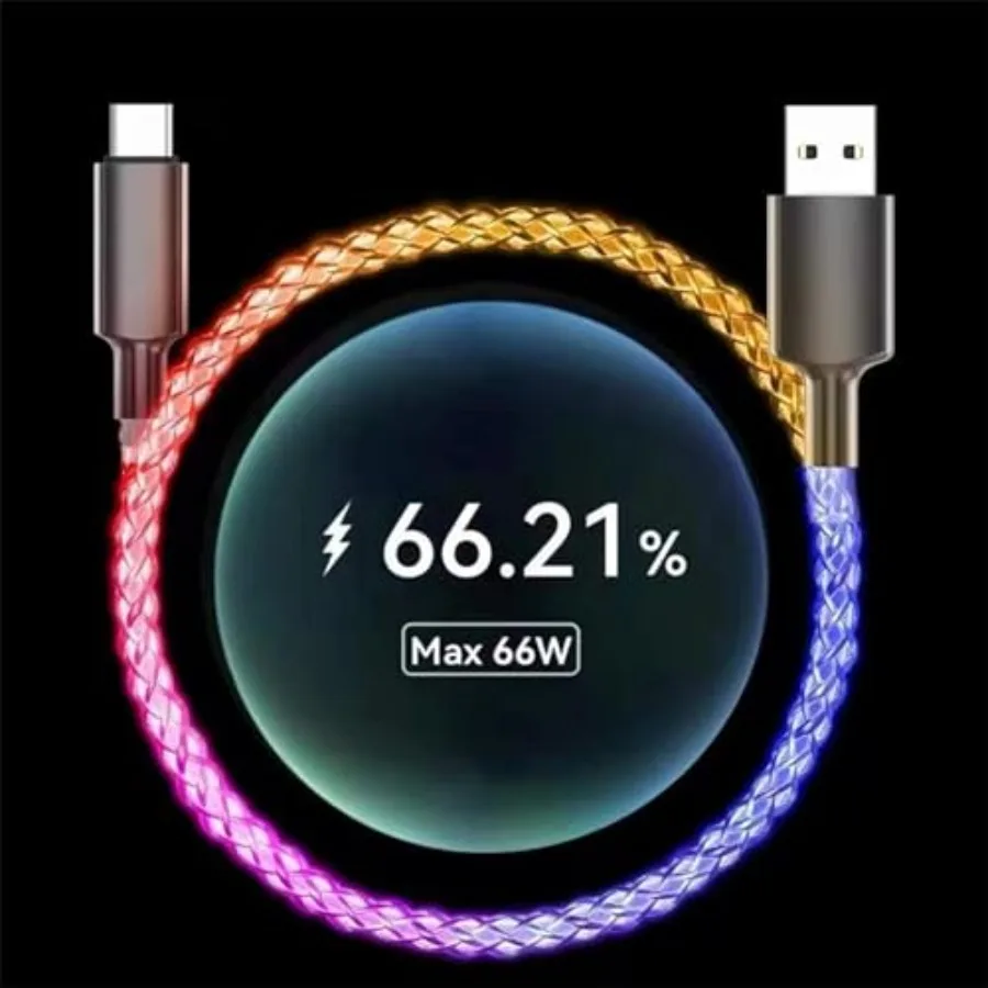 USB Type C Cable, 3.3ft LED RGB Light Gradual USB A to Type C Charger Cord 66W Fast Charging USB C Cable for Galaxy S21 S20 Plu
USB Type C Cable, 3.3ft LED RGB Light Gradual USB A to Type C Charger Cord 66W Fast Charging USB C Cable for Galaxy S21 S20 Plu