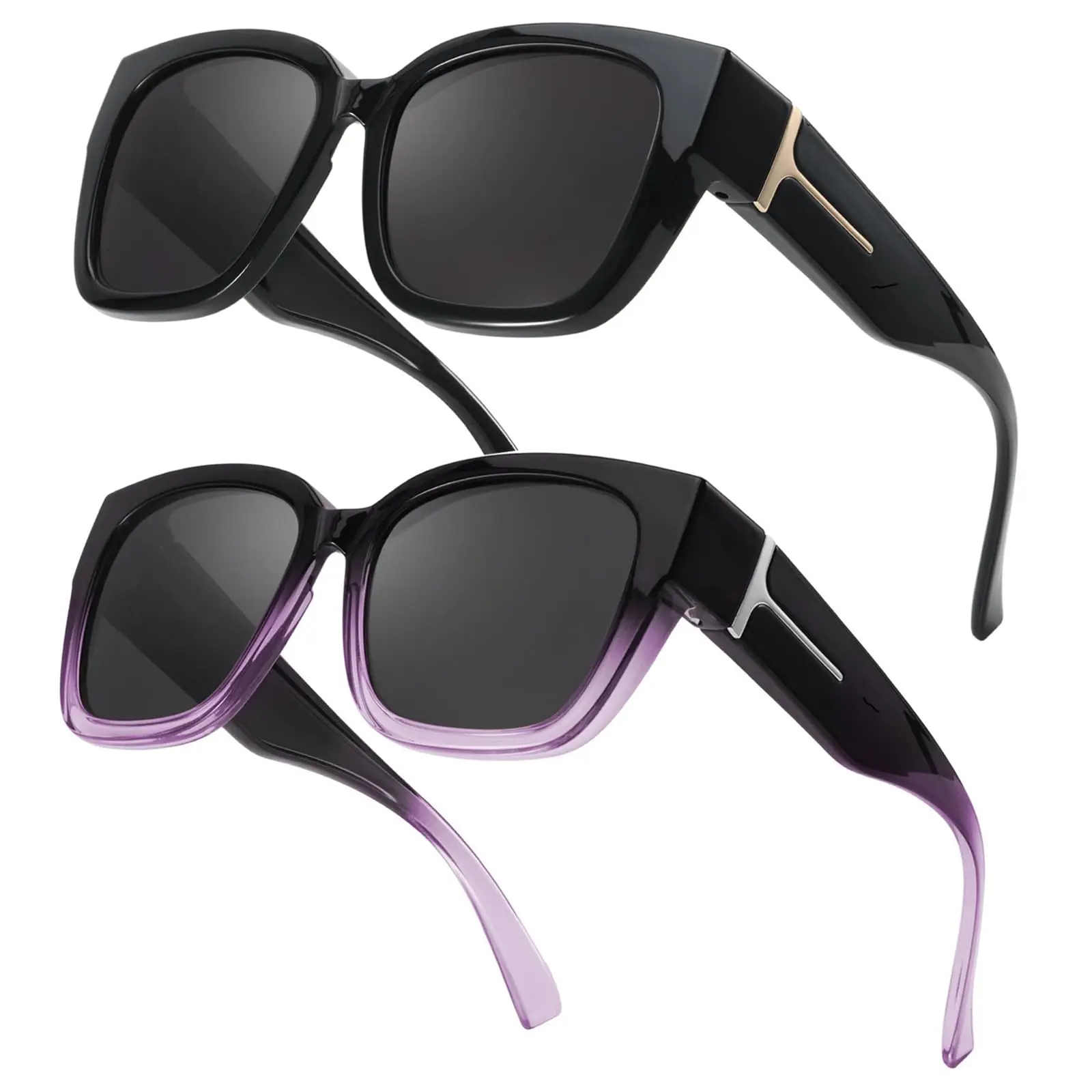 Pack of 2 Women's Polarised UV400 Protection Oversized Frame Sunglasses for Glasses Wearers for Driving and Leisure 7511
Pack of 2 Women's Polarised UV400 Protection Oversized Frame Sunglasses for Glasses Wearers for Driving and Leisure 7511