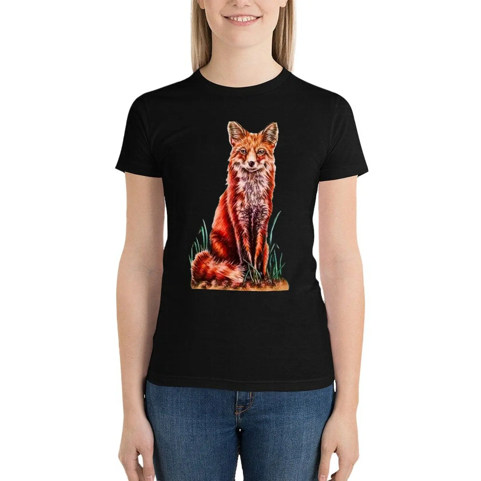 Red Fox Woodland Animal Drawing on Grass T-Shirt anime clothes Female clothing oversized Women t shirt
Red Fox Woodland Animal Drawing on Grass T-Shirt anime clothes Female clothing oversized Women t shirt