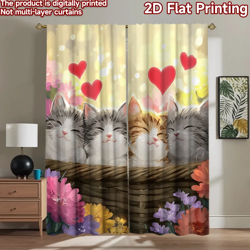 2D flat printing 2pcs Curtains Cute Cats Hearts Flowers Digital Printed Polyester Drapes Seasonal Party & Holiday Decor Use for
2D flat printing 2pcs Curtains Cute Cats Hearts Flowers Digital Printed Polyester Drapes Seasonal Party & Holiday Decor Use for