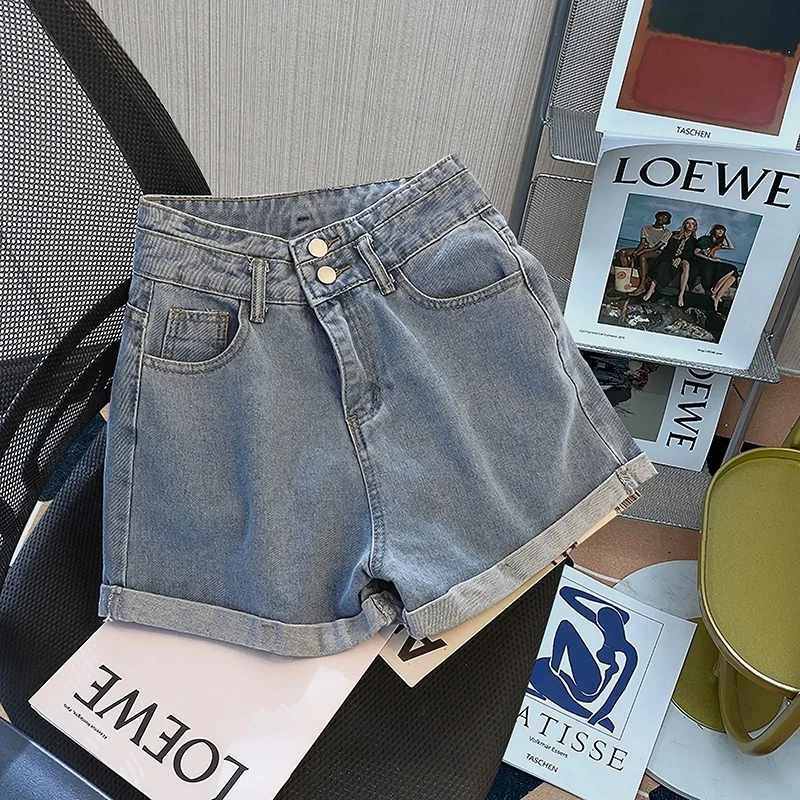 High Waist Roll Jeans Shorts Women's Thin Loose Wide Leg Summer Hot Pants A-Line Double Buckle Trendy Casual Pants
High Waist Roll Jeans Shorts Women's Thin Loose Wide Leg Summer Hot Pants A-Line Double Buckle Trendy Casual Pants