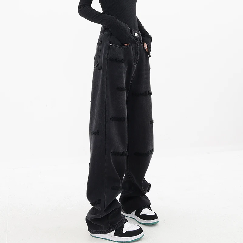 Spring and autumn plus size womenembroidered straight jeans loose slim high waist floor mopping wide leg pants baggy jeans
Spring and autumn plus size womenembroidered straight jeans loose slim high waist floor mopping wide leg pants baggy jeans