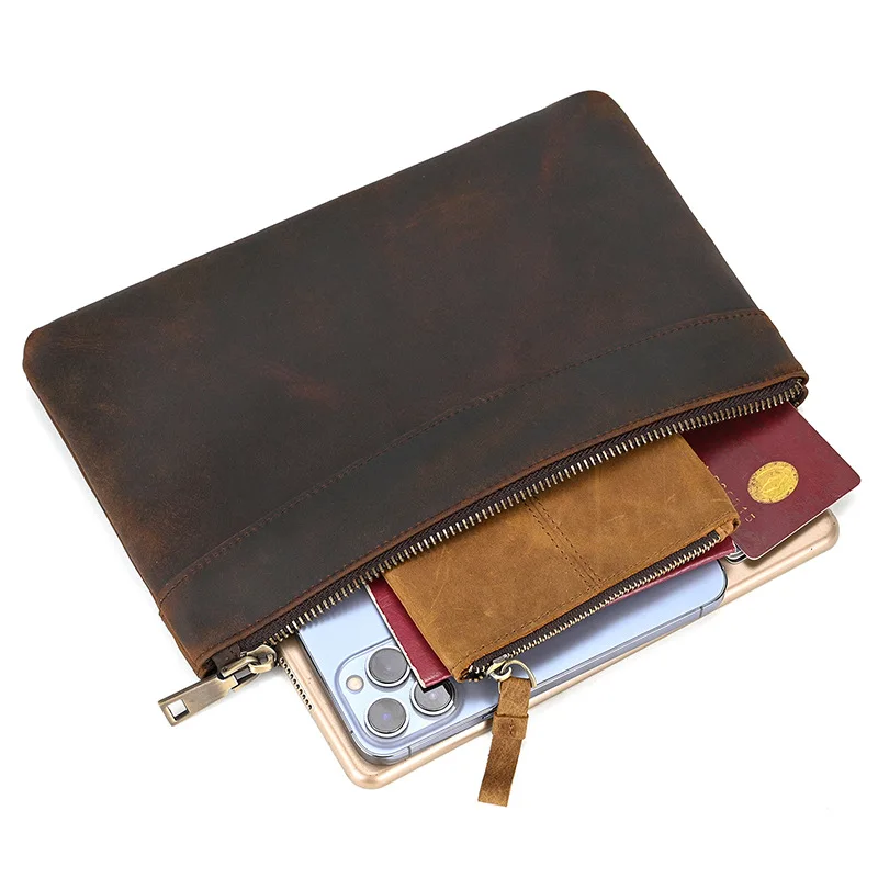 Top Grain Cowhide Hand Purse, Popular Retro Crazy Horse Leather Large Storage Men Clutch Wallet Cash Card Holder
Top Grain Cowhide Hand Purse, Popular Retro Crazy Horse Leather Large Storage Men Clutch Wallet Cash Card Holder