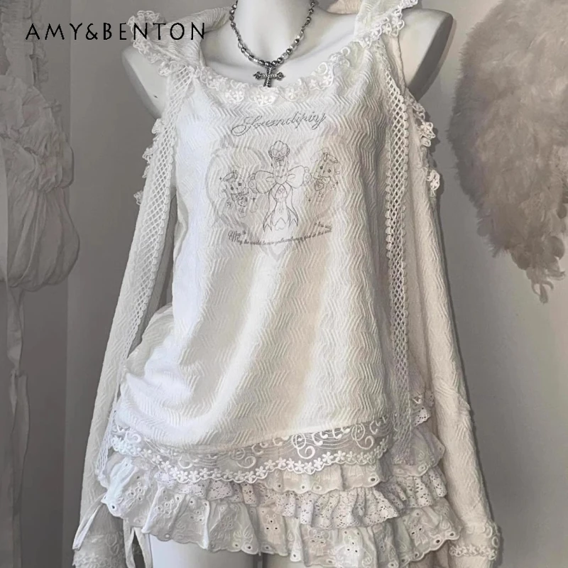 Korean Spring Autumn Sweet Spicy Loose Off-Shoulder Printed Hooded White Ladies Top New High Waist Skinny Cake Skirt Set Women
Korean Spring Autumn Sweet Spicy Loose Off-Shoulder Printed Hooded White Ladies Top New High Waist Skinny Cake Skirt Set Women