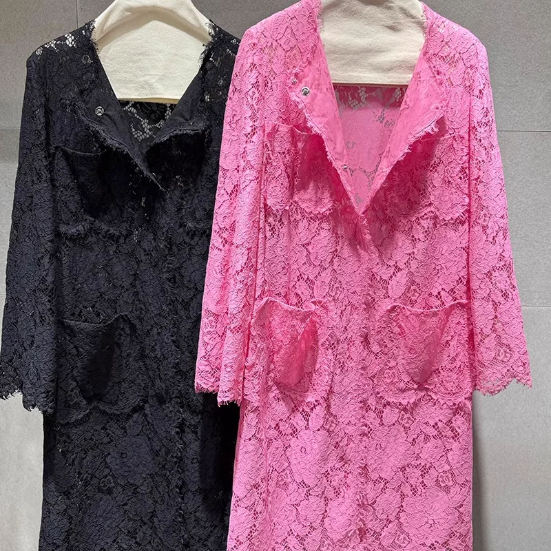 Sexy Ladies Transparent Coat Fashion Women's Pink Lace Jacket Elegant Hollow Out Long Cardigan
Sexy Ladies Transparent Coat Fashion Women's Pink Lace Jacket Elegant Hollow Out Long Cardigan