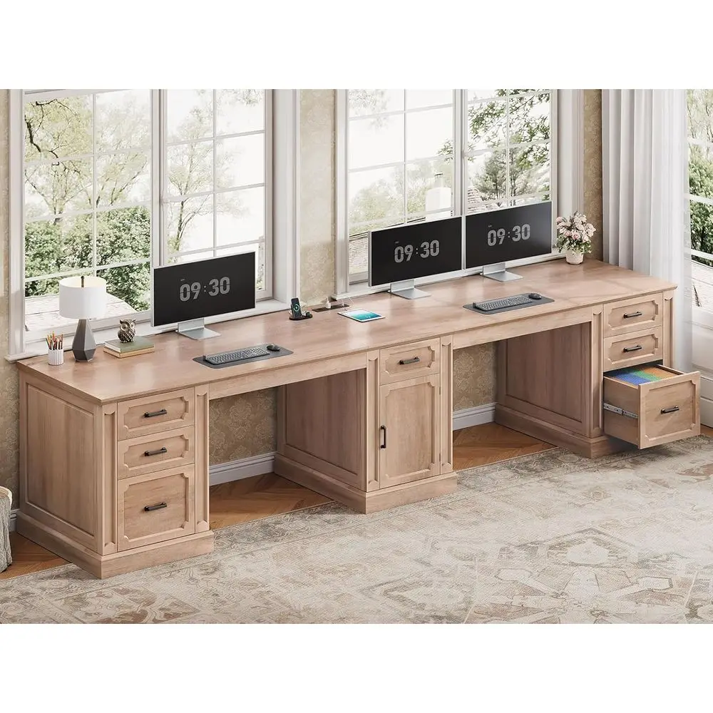 Письменный стол 110.3 Natural Oak для двоих с 7 ящиками, тумбой для хранения и розетками для домашнего офиса
Письменный стол 110.3 Natural Oak для двоих с 7 ящиками, тумбой для хранения и розетками для домашнего офиса
