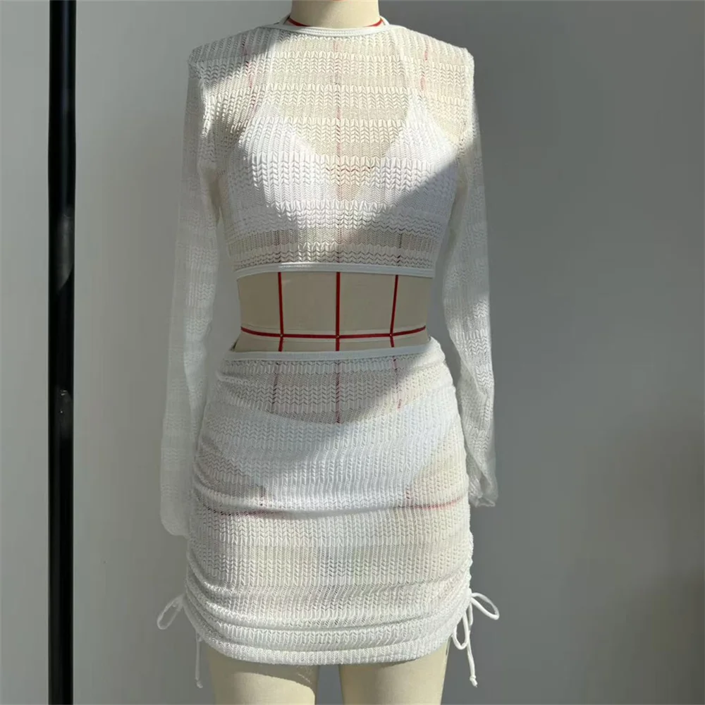Long Sleeve White Bikinis Sets Cross Bandage Backless Swimsuit Micro String Skirt Women Vacation Swimwear Beach Outfit Cover Ups
Long Sleeve White Bikinis Sets Cross Bandage Backless Swimsuit Micro String Skirt Women Vacation Swimwear Beach Outfit Cover Ups