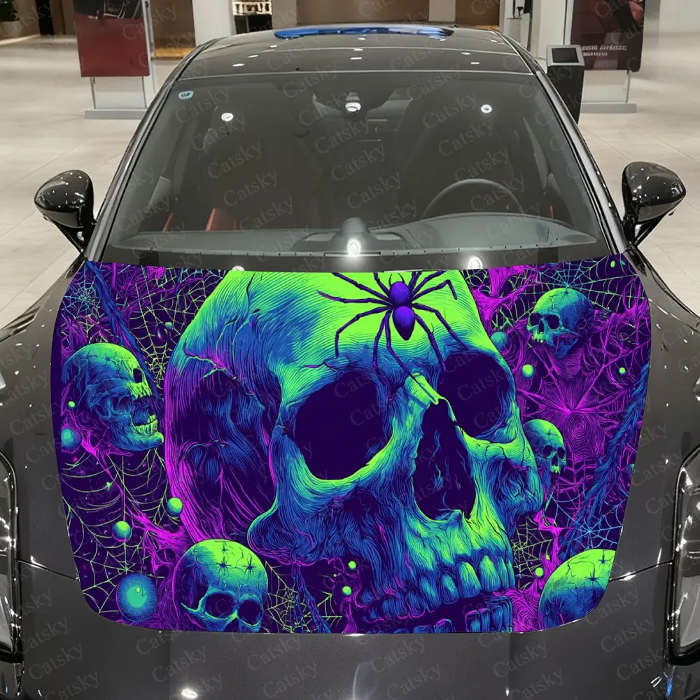 Purple-Green Cobweb Skull Car Vinyl Wrap, PVC Waterproof Car Hood Sticker, Self-Adhesive Scratch-Resistant Stickers
Purple-Green Cobweb Skull Car Vinyl Wrap, PVC Waterproof Car Hood Sticker, Self-Adhesive Scratch-Resistant Stickers