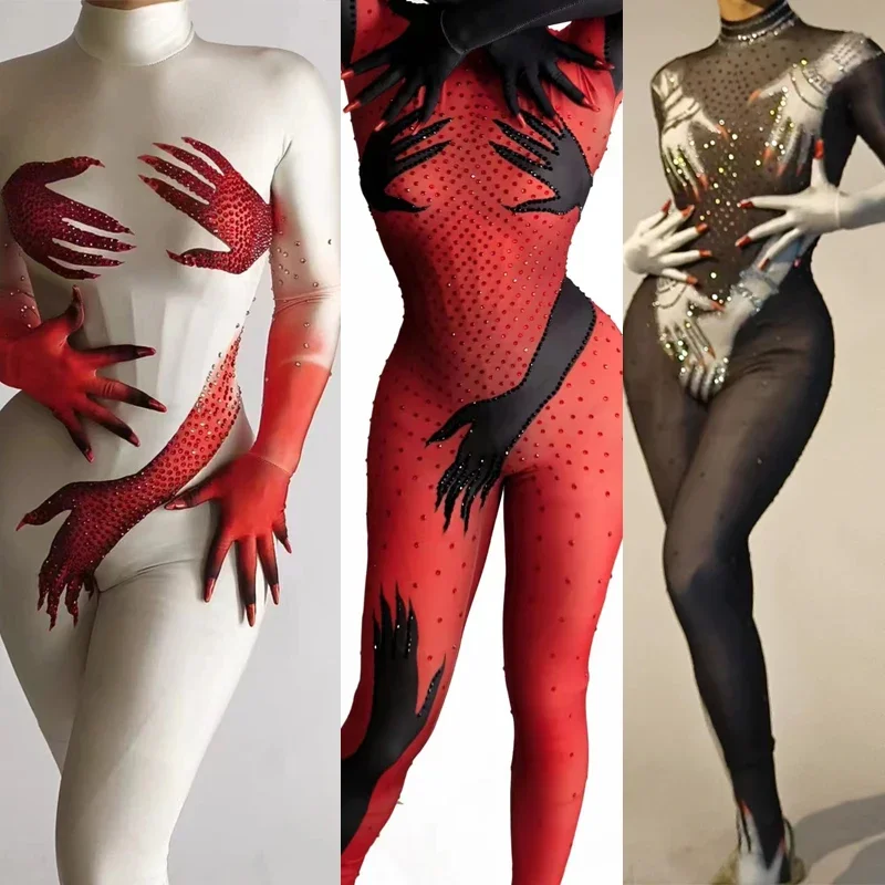Sexy Gogo Dance Wear Drag Queen Costume Halloween Nightclub Ds Dj Rave Outfit 3 Colors Women Party Rhinestones Jumpsuit Gloves
Sexy Gogo Dance Wear Drag Queen Costume Halloween Nightclub Ds Dj Rave Outfit 3 Colors Women Party Rhinestones Jumpsuit Gloves