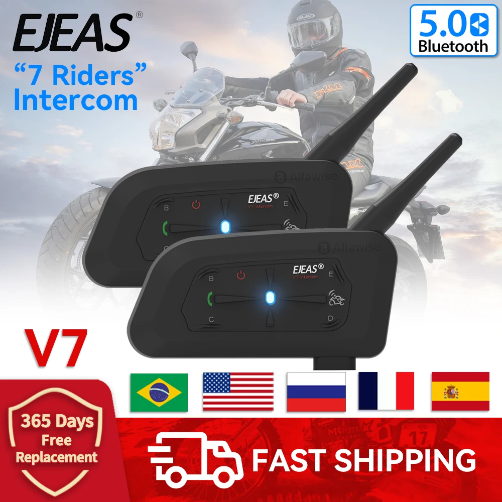 EJEAS V7 Водонепроницаемая мотоциклетная гарнитура Bluetooth для шлема, интерком с шумоподавлением, коммуникатор с длительным временем работы для 7 райдеров
EJEAS V7 Водонепроницаемая мотоциклетная гарнитура Bluetooth для шлема, интерком с шумоподавлением, коммуникатор с длительным временем работы для 7 райдеров