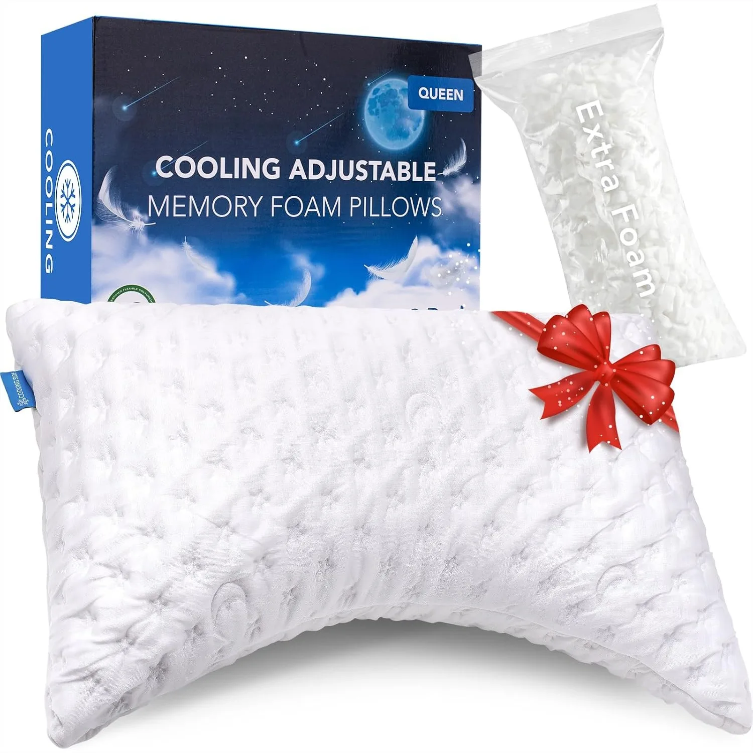 Cooling Side Sleeper Pillow for Neck and Shoulder Pain, Shredded Memory Foam Curved Bed Pillow Queen Size Washable Cover
Cooling Side Sleeper Pillow for Neck and Shoulder Pain, Shredded Memory Foam Curved Bed Pillow Queen Size Washable Cover