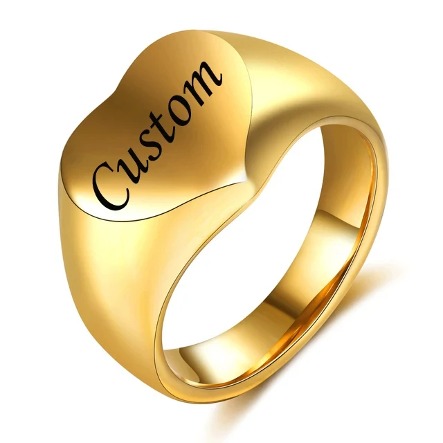 Customized Women Signet Ring Chunky Round & Heart Name Logo Stainless Steel Fashion Jewelry Gifts Female Wedding Accessories
Customized Women Signet Ring Chunky Round & Heart Name Logo Stainless Steel Fashion Jewelry Gifts Female Wedding Accessories