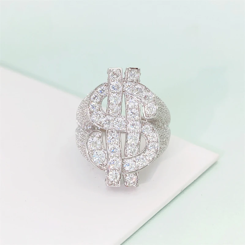 Hiphop Iced Moissanite Dollar Shape Men Ring 925 Sterling Silver D Color Moissanite Diamond Party Ring Pass Tester Wholesale
Hiphop Iced Moissanite Dollar Shape Men Ring 925 Sterling Silver D Color Moissanite Diamond Party Ring Pass Tester Wholesale