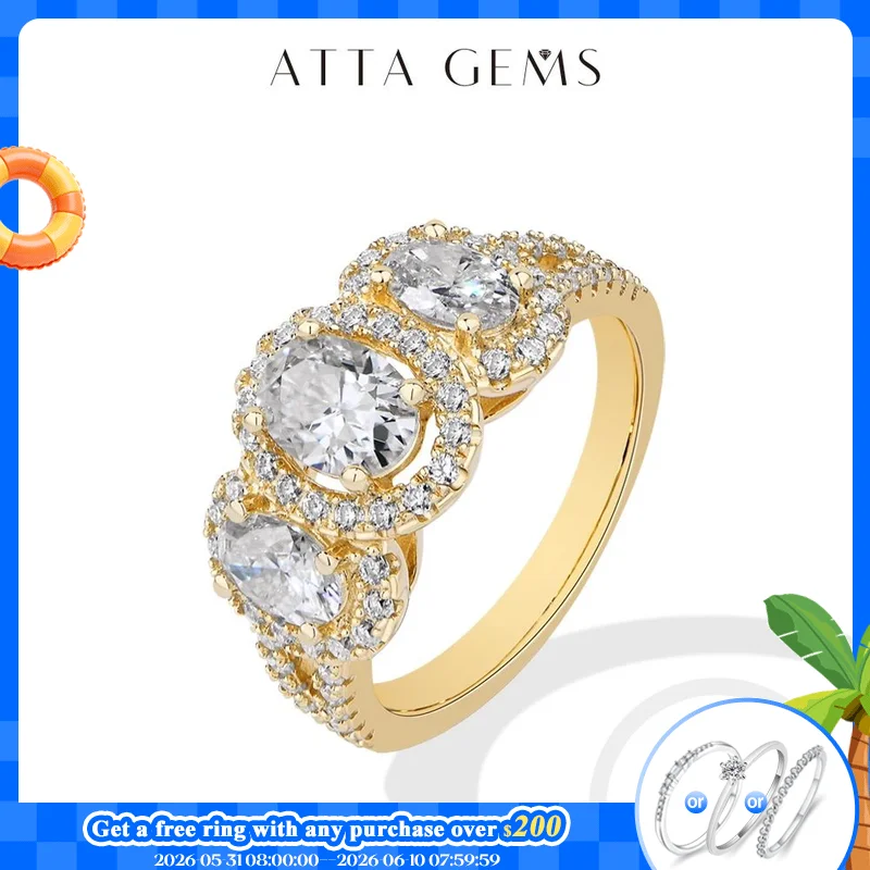 ATTAGEM S925 Silver Lab Moissanite Rings for Women Sparkling 3pc Diamond 18k Gold Plated Ring Luxury Romantic Engagement Jewelry
ATTAGEM S925 Silver Lab Moissanite Rings for Women Sparkling 3pc Diamond 18k Gold Plated Ring Luxury Romantic Engagement Jewelry