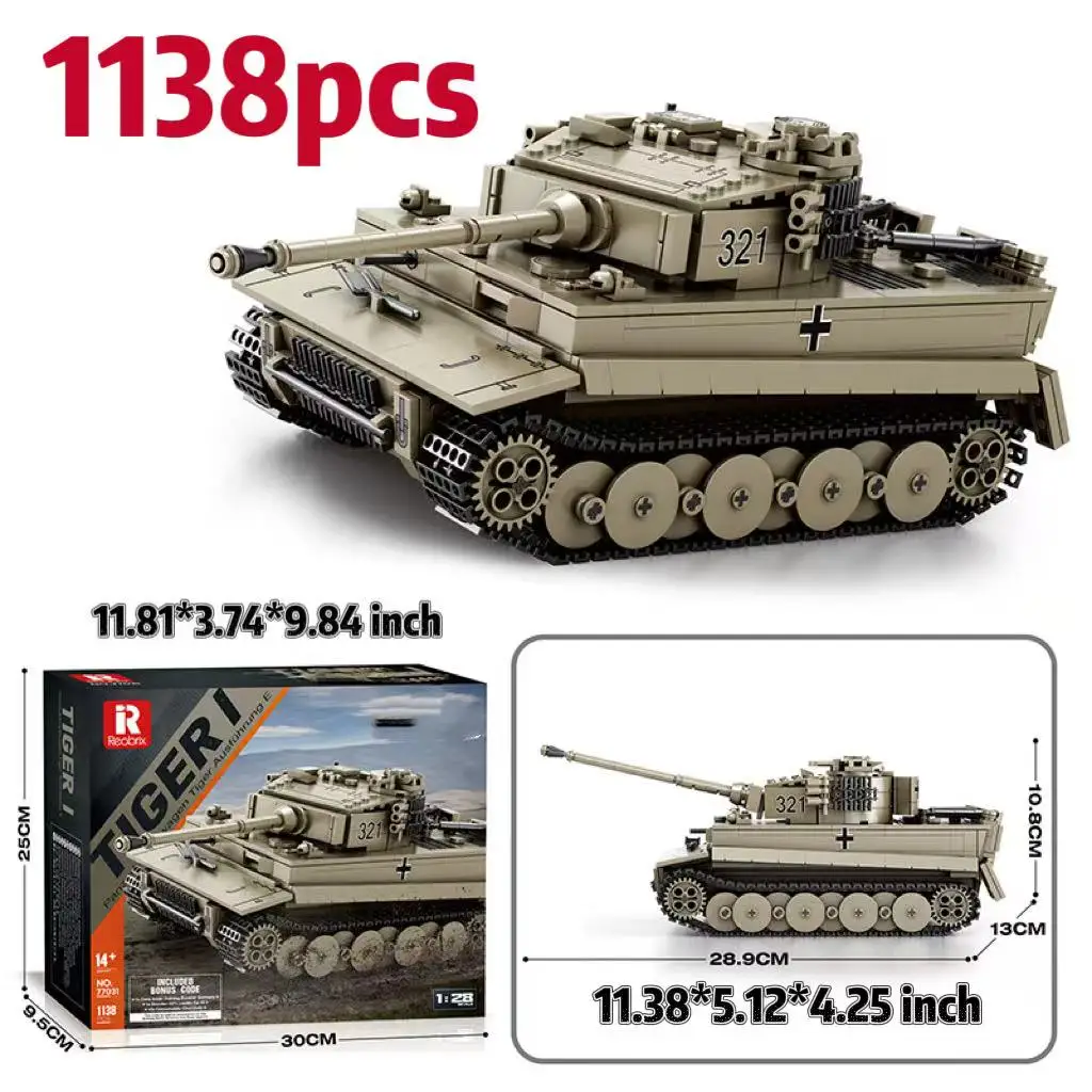 1:28 World War II German Tiger Building Kit 1138PCS,Heavy Armor Building Set,Model Military Series Bricks Adults DIY Toys
1:28 World War II German Tiger Building Kit 1138PCS,Heavy Armor Building Set,Model Military Series Bricks Adults DIY Toys