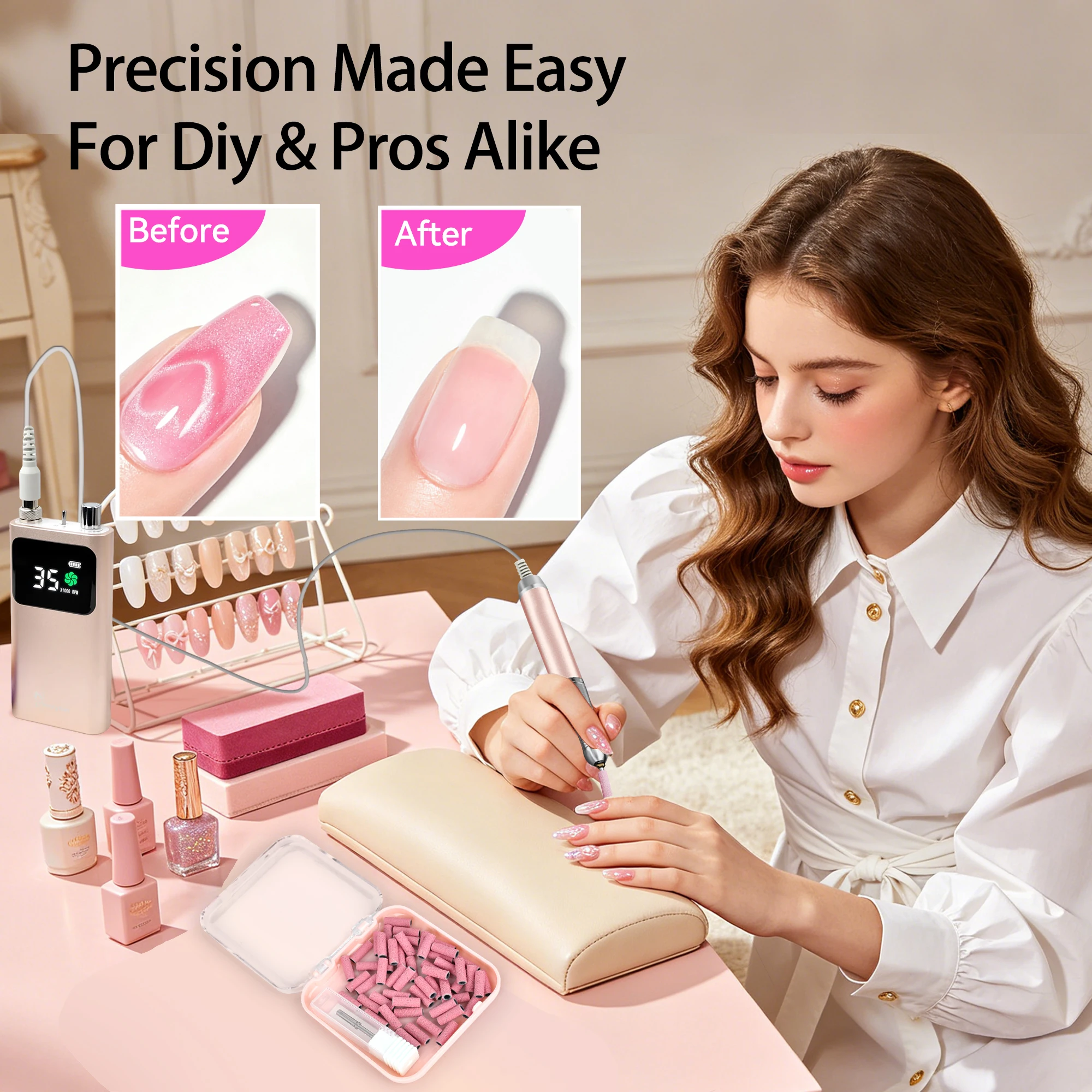 50Pcs Mini Nail Drill Bits Sets Pink 3mm Sanding Bands Kits Included Mandrel Manicure Accessories Tools Kits Portable for DIY
50Pcs Mini Nail Drill Bits Sets Pink 3mm Sanding Bands Kits Included Mandrel Manicure Accessories Tools Kits Portable for DIY