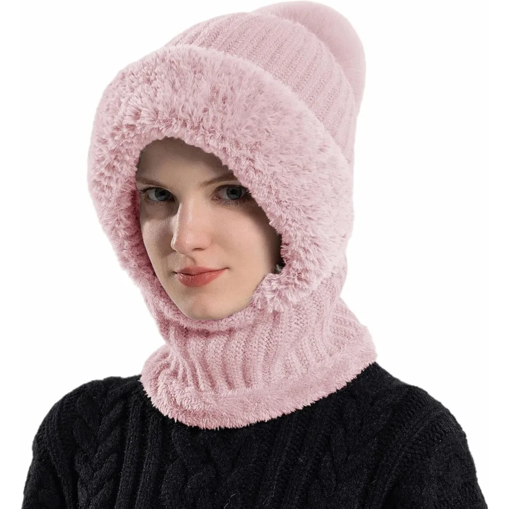 Women Winter Beanie Hats One Piece Fleece Lined Knit Balaclavas Mask Set Skull Neck Circle Scarf Ski Snow Hat Pompom
Women Winter Beanie Hats One Piece Fleece Lined Knit Balaclavas Mask Set Skull Neck Circle Scarf Ski Snow Hat Pompom