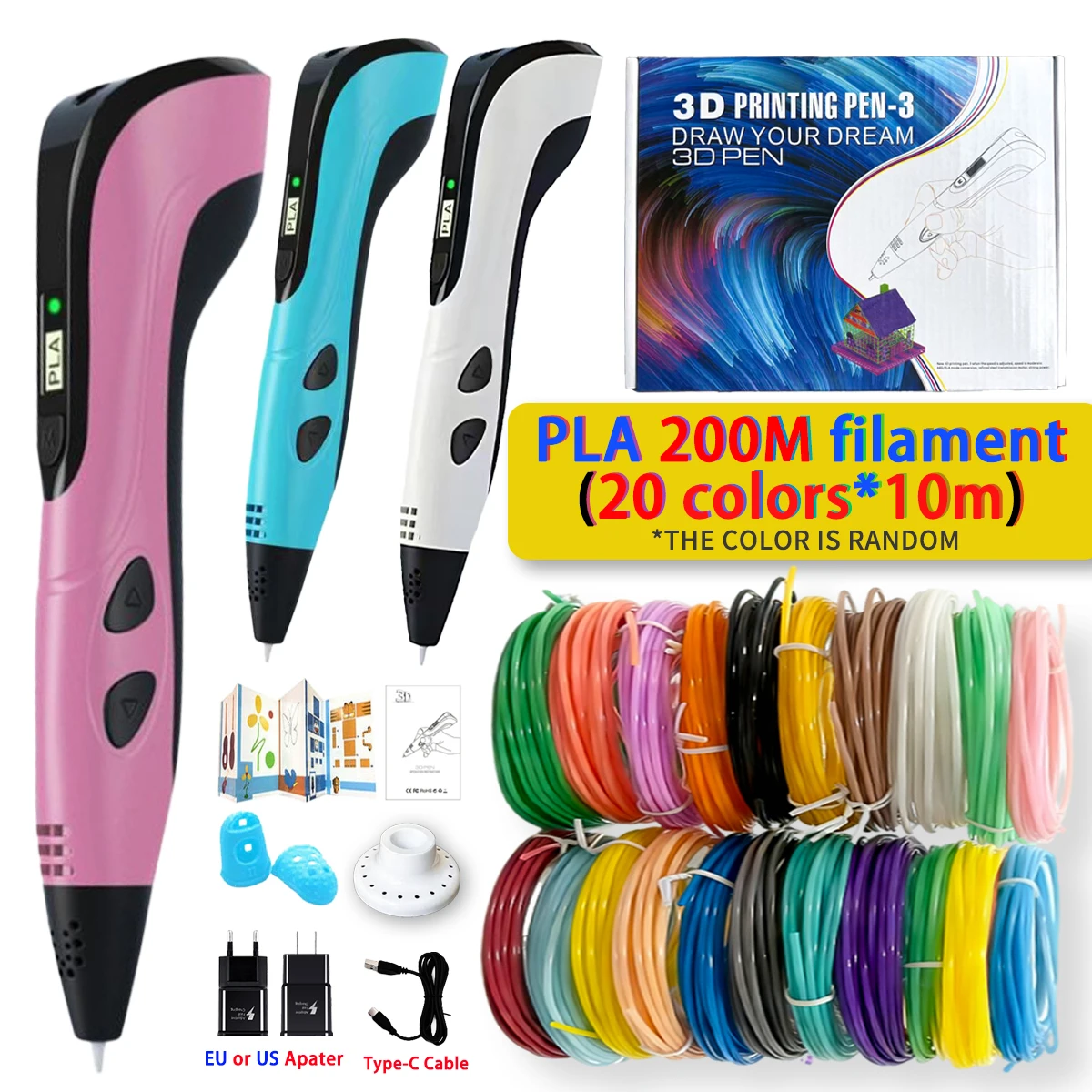 2025 Новая 3D-ручка, ручка для 3D-печати, детские креативные ручки «сделай сам», набор граффити, детские игрушки, подарок на день рождения с адаптером питания накаливания PLA
2025 Новая 3D-ручка, ручка для 3D-печати, детские креативные ручки «сделай сам», набор граффити, детские игрушки, подарок на день рождения с адаптером питания накаливания PLA