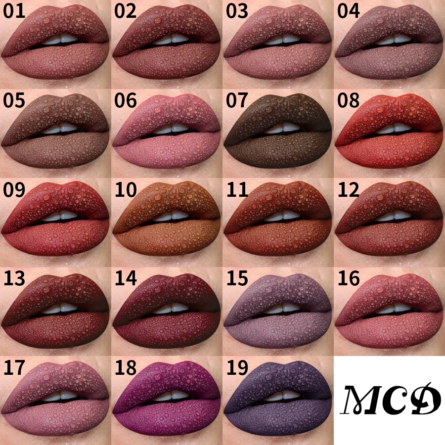 19 Color Lip gloss Nude Waterproof Liquid Lipstick Cosmetic Sexy Velvet Matte Lip Glaze Beauty Red Lip tint Long lasting lips