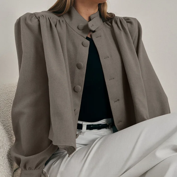 Elegant Khaki Turtleneck Woman Blouses Fashion Long Sleeve Single Breasted Shirts Casual New Solid Loose Shirt Streetwear
Elegant Khaki Turtleneck Woman Blouses Fashion Long Sleeve Single Breasted Shirts Casual New Solid Loose Shirt Streetwear