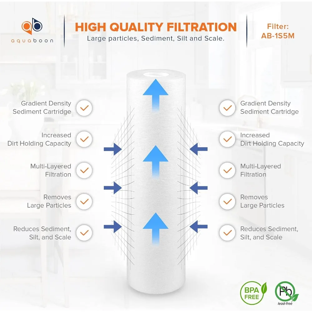 5 Micron 10 x 2.5 Sediment - Whole House Water Replacement Compatible with Well Water
5 Micron 10 x 2.5 Sediment - Whole House Water Replacement Compatible with Well Water