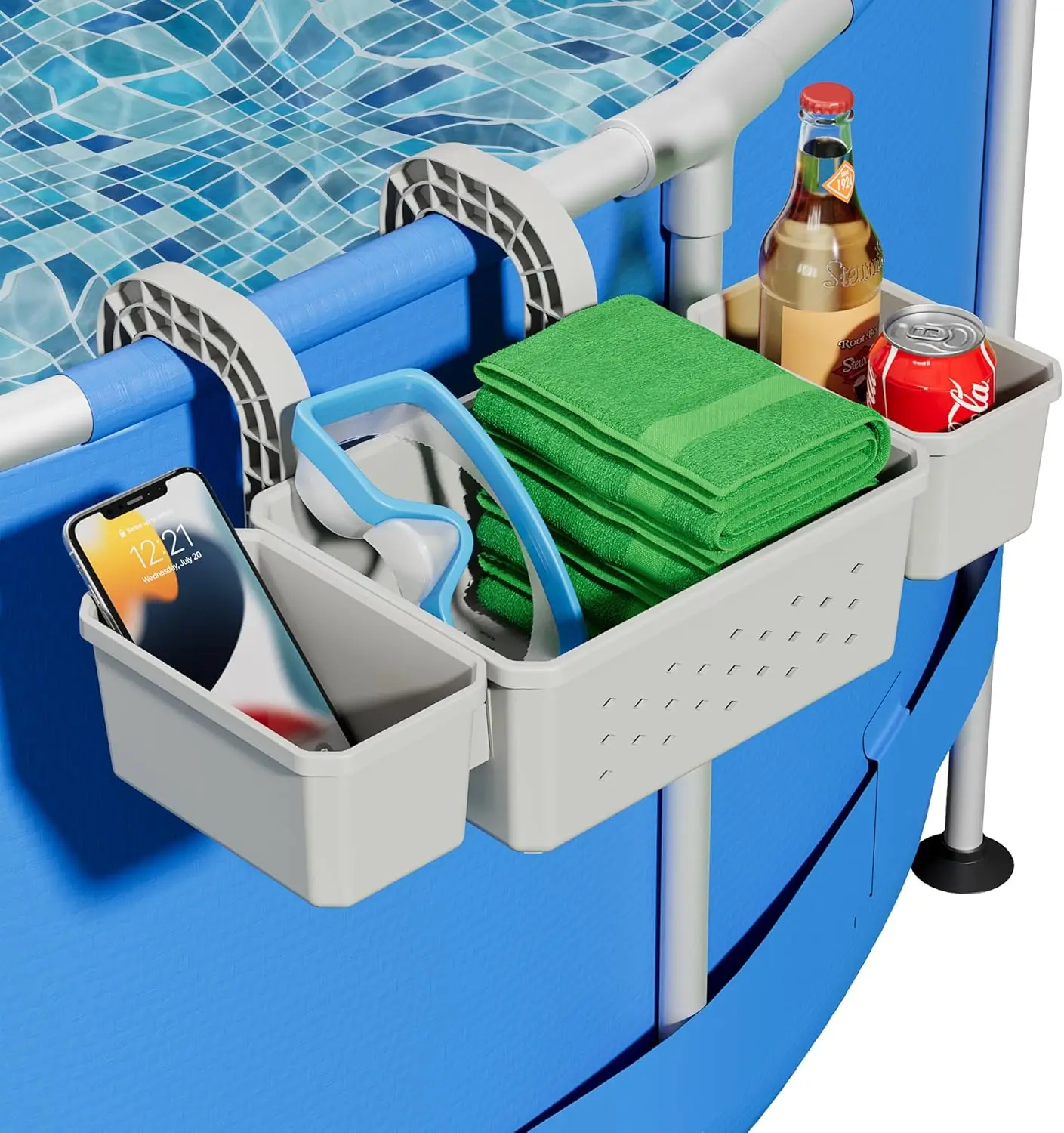 Poolside Storage for Above Ground Pool Accessories, Thickened Plastic Pool Basket with 2 Pool Cup Holder, Multifunctional Poolside Holder Fits for Most Frame Pools (1 Pack)
Poolside Storage for Above Ground Pool Accessories, Thickened Plastic Pool Basket with 2 Pool Cup Holder, Multifunctional Poolside Holder Fits for Most Frame Pools (1 Pack)
