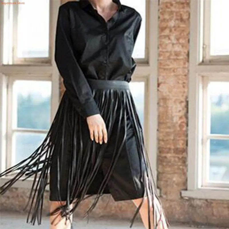 Women High Waist Faux Leather Fringe Tassels Skirt with Buttons Halloween Party Punk Rock Costume Clubwear 1Pc
Women High Waist Faux Leather Fringe Tassels Skirt with Buttons Halloween Party Punk Rock Costume Clubwear 1Pc