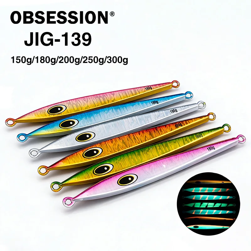 OBSESSION J139 Fast Sinking Metal Jigbait 150g 180g 200g 250g Deepsea Saltwater Fishing Metal Jigging Bait Luminous Jigs Lure
OBSESSION J139 Fast Sinking Metal Jigbait 150g 180g 200g 250g Deepsea Saltwater Fishing Metal Jigging Bait Luminous Jigs Lure