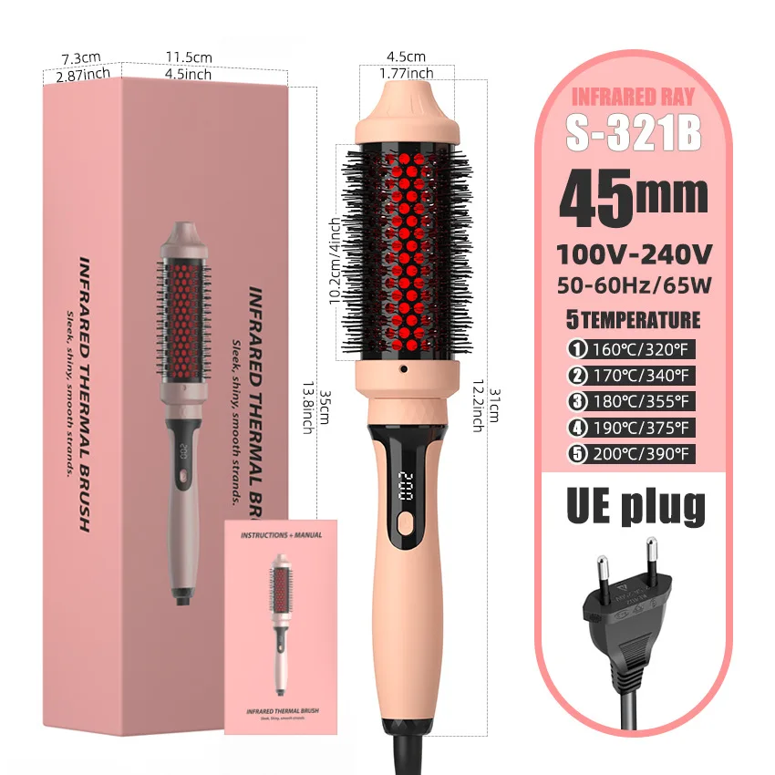 Infrired Thermal Brush With 5 Gear Heated Curling Brush Curling Iron Volumizing Heating Round Brush Hair Curler Comb
Infrired Thermal Brush With 5 Gear Heated Curling Brush Curling Iron Volumizing Heating Round Brush Hair Curler Comb