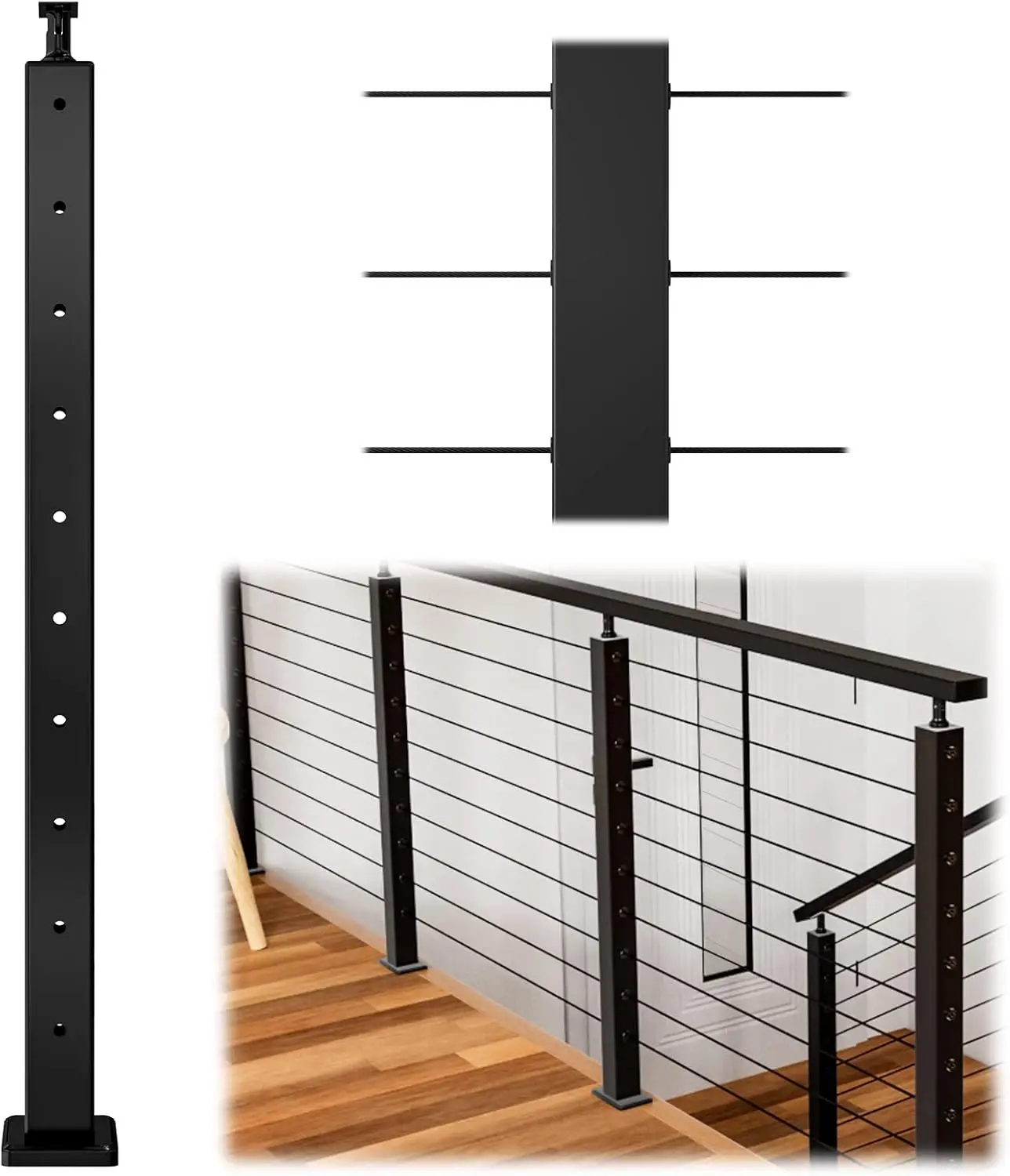 Black Cable Railing Post 36 Inch 36"x2"x2" Level Drilled Surface Mount T304 Stainless Steel Cable Railing System Kit Indoor
Black Cable Railing Post 36 Inch 36"x2"x2" Level Drilled Surface Mount T304 Stainless Steel Cable Railing System Kit Indoor