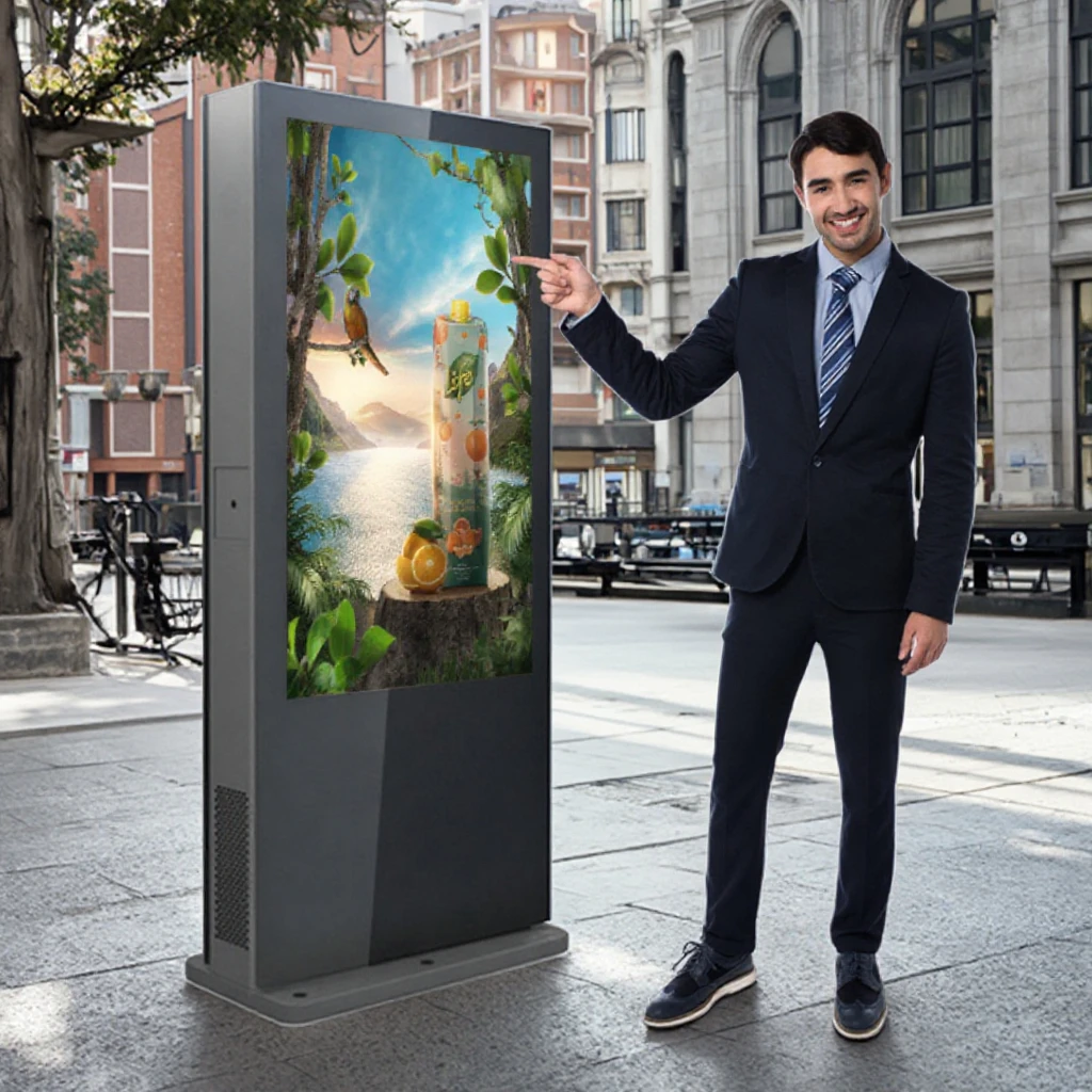 98 Inch Info Capacitive Touch Kiosk Totem Double Side Solar Outdoor Monitor Ad Screen And Lcd Display Outdoor Digital Signage