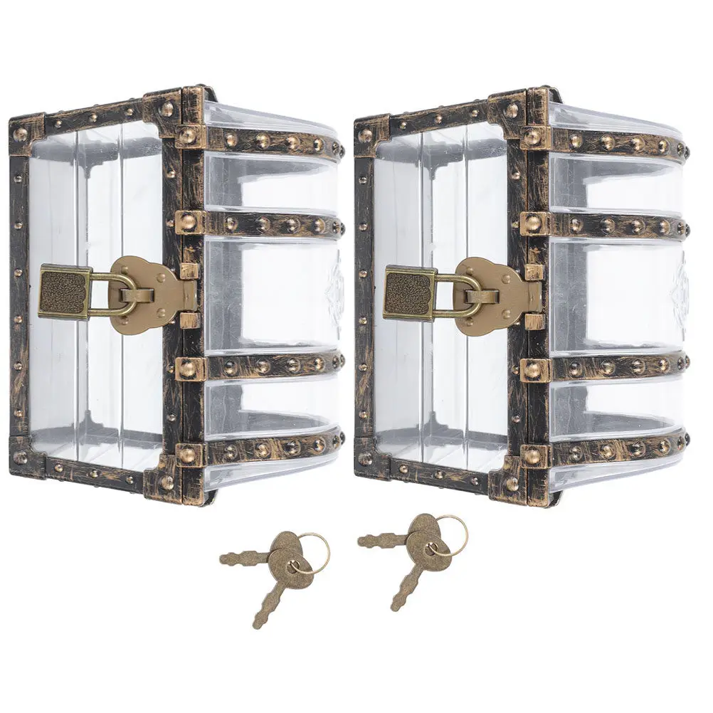 2pcs Small Treasure Box Pirate Chest Vintage Style Lock Key Plastic Storage Box For Party Favor Classroom Decorative Trinket
2pcs Small Treasure Box Pirate Chest Vintage Style Lock Key Plastic Storage Box For Party Favor Classroom Decorative Trinket