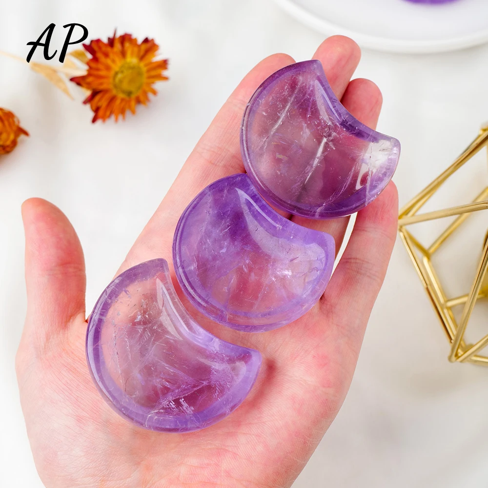 1pc Natural Stone Hand Crafts Amethyst Moon Shape Bowl Purple Crystal Bowl-like Object Healing Gemstone Home Decoration
1pc Natural Stone Hand Crafts Amethyst Moon Shape Bowl Purple Crystal Bowl-like Object Healing Gemstone Home Decoration
