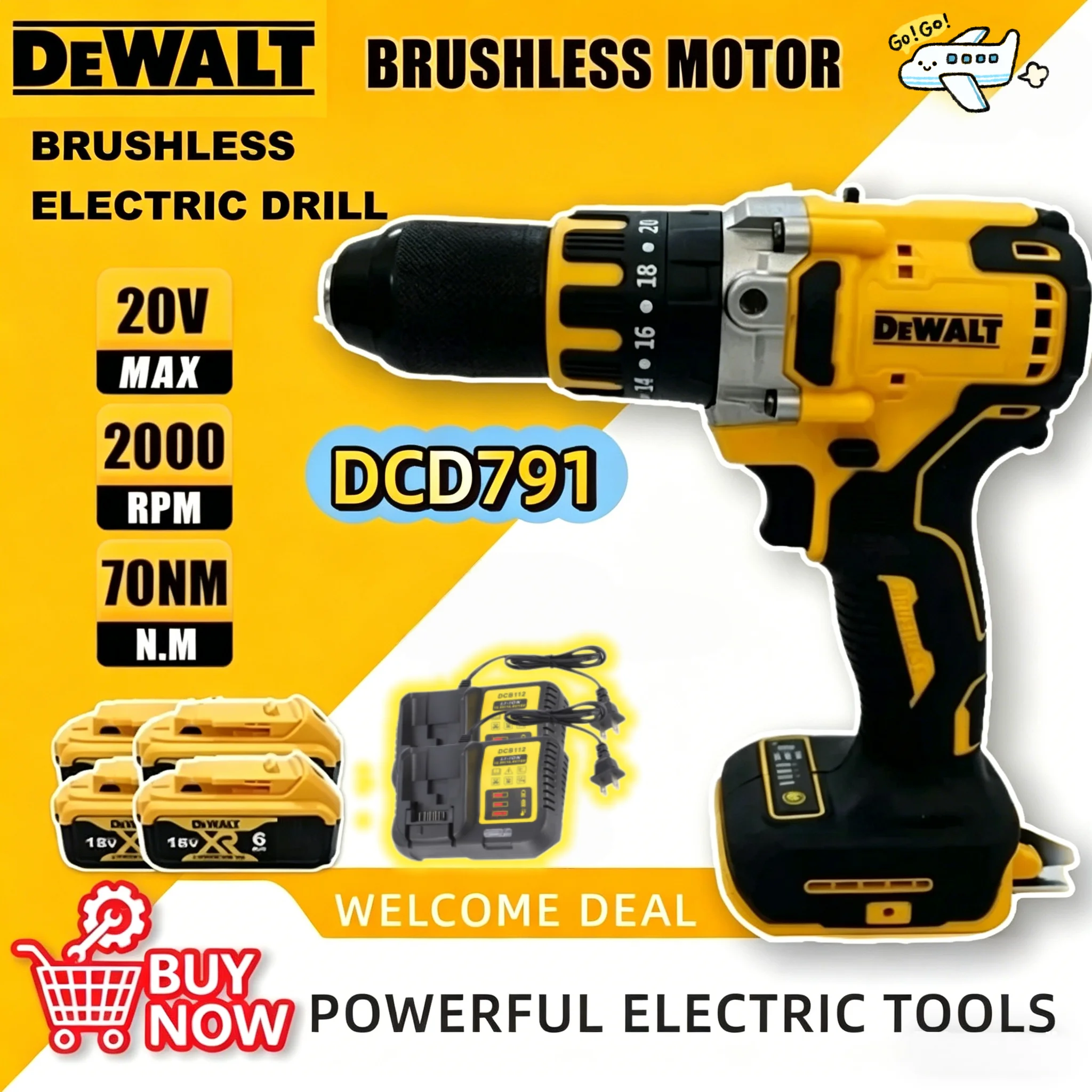DEWALT Brushless Cordless Rechargeable Electric Power Tool DCD791 Compact Drill Screwdriver Multi Functional For DEWALT Battery
DEWALT Brushless Cordless Rechargeable Electric Power Tool DCD791 Compact Drill Screwdriver Multi Functional For DEWALT Battery