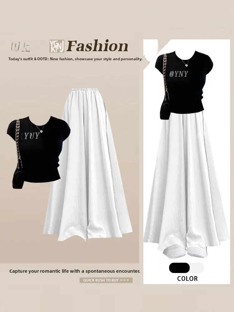 Summer Women's Fashion Set Slim Fit Casual Short Sleeve T-Shirt Top with High Waist Leisure Skirt Pants Two Piece Set
Summer Women's Fashion Set Slim Fit Casual Short Sleeve T-Shirt Top with High Waist Leisure Skirt Pants Two Piece Set