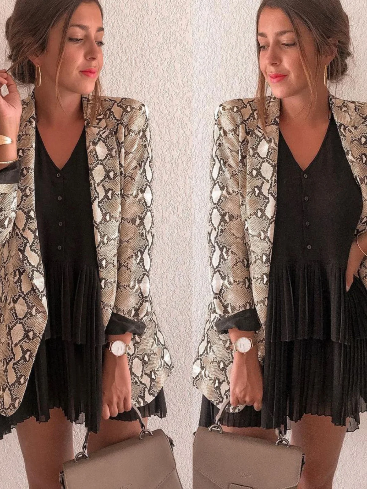 Женский осенний тонкий повседневный деловой костюм: прямой пиджак с леопардовым принтом
Женский осенний тонкий повседневный деловой костюм: прямой пиджак с леопардовым принтом