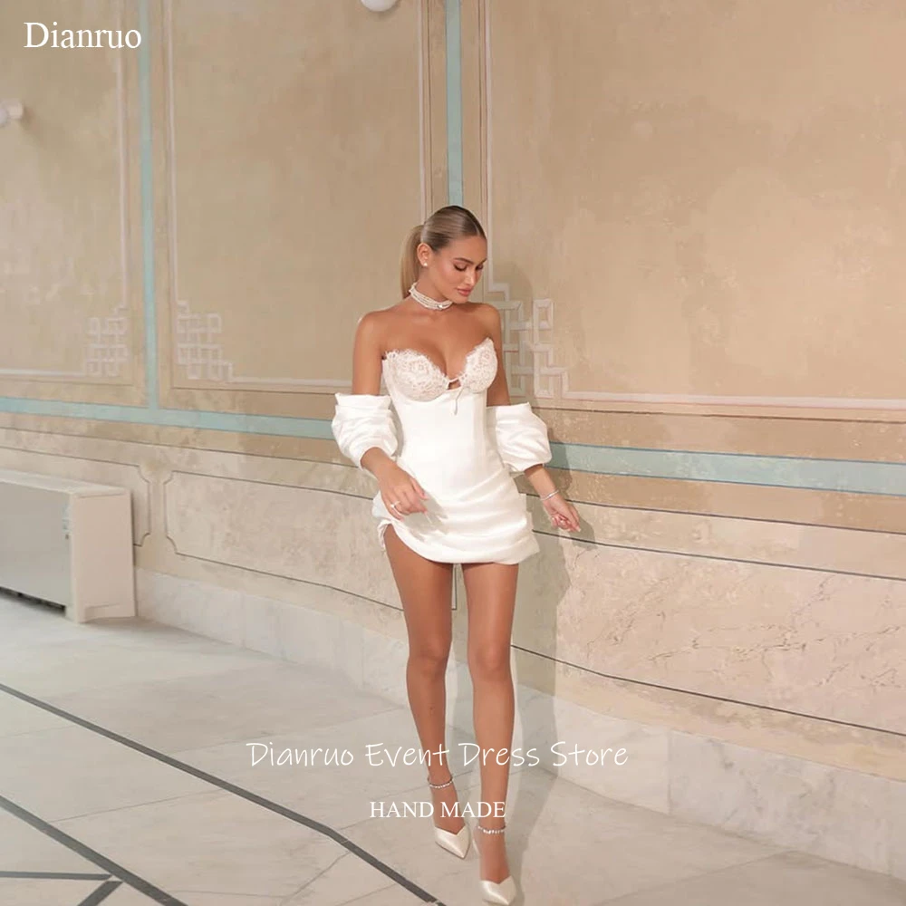 Dianruo Sexy Mini Ruched Prom Dresses Satin Puff Sleeves Cocktail Dresses Lace Up Back Sweetheart Homecoming Dressess Customized
Dianruo Sexy Mini Ruched Prom Dresses Satin Puff Sleeves Cocktail Dresses Lace Up Back Sweetheart Homecoming Dressess Customized