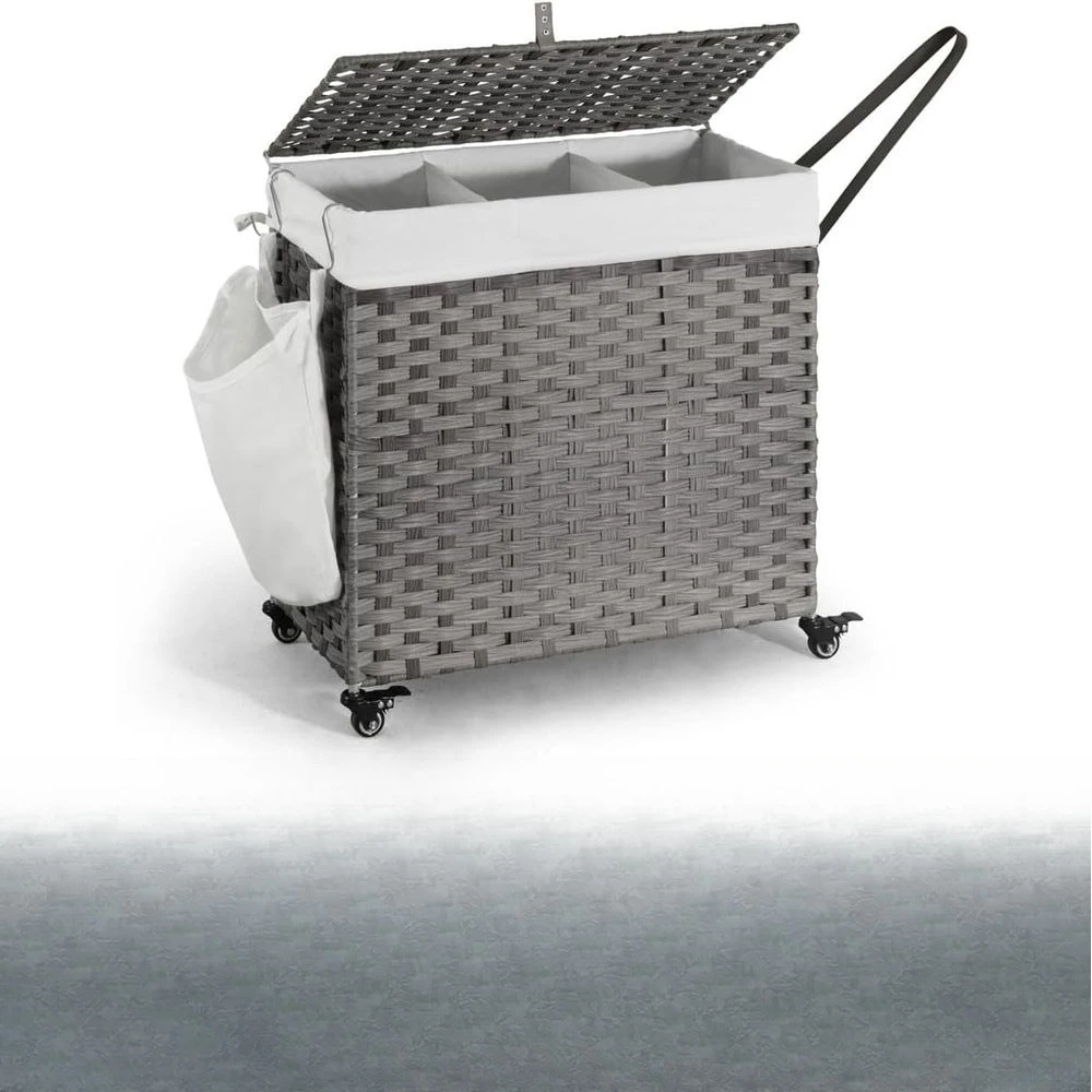 Grey 140L Wheeled Laundry Hamper with Synthetic Rattan Lid and Removable Liner
Grey 140L Wheeled Laundry Hamper with Synthetic Rattan Lid and Removable Liner