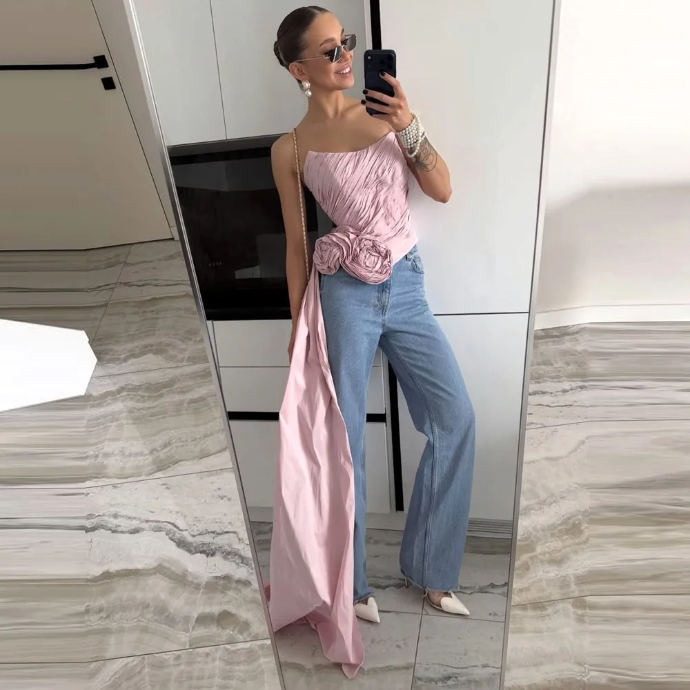 Pink Rose Flowers Birthday Tops With Side Train For Women Irregular Blouse Draped Sweetheart Corset Back Prom Shirts For Women
Pink Rose Flowers Birthday Tops With Side Train For Women Irregular Blouse Draped Sweetheart Corset Back Prom Shirts For Women