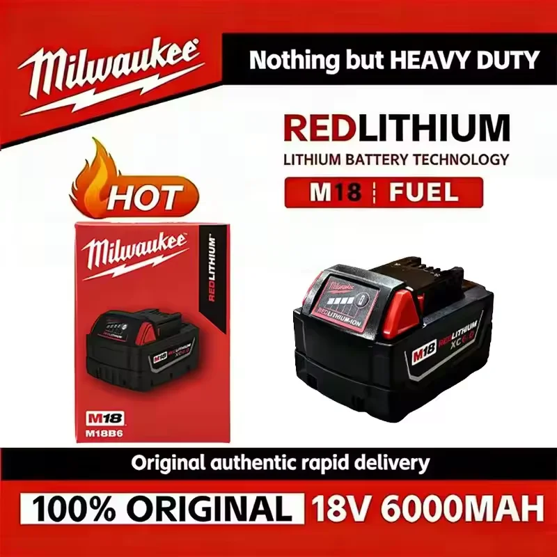 6000mAh Original Milwaukee M18 18V Battery,M18B6 M18B5 Suitable for Milwaukee Power Tools Rechargeable Lithium Battery
6000mAh Original Milwaukee M18 18V Battery,M18B6 M18B5 Suitable for Milwaukee Power Tools Rechargeable Lithium Battery