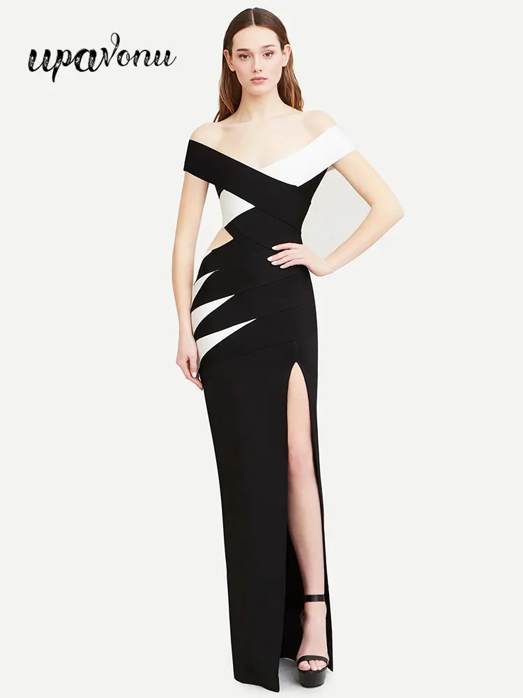 2024 Sexy Women's Color Block Bandage Dresses Off Shoulder Bodycon Split Length Dress Celebrity Cocktail Evening Party Vestidos
2024 Sexy Women's Color Block Bandage Dresses Off Shoulder Bodycon Split Length Dress Celebrity Cocktail Evening Party Vestidos