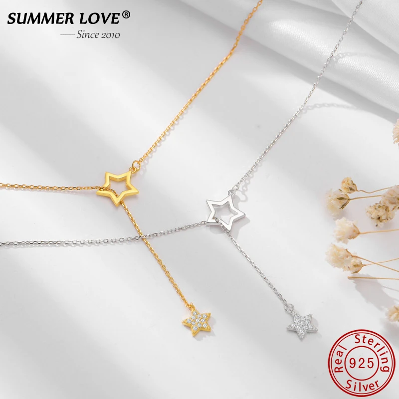 925 Sterling Silver Cute Zircon Star Necklace For Women Tassel Pull Clavicle Chain Fashion Jewelry Accessories Gift Charm
925 Sterling Silver Cute Zircon Star Necklace For Women Tassel Pull Clavicle Chain Fashion Jewelry Accessories Gift Charm
