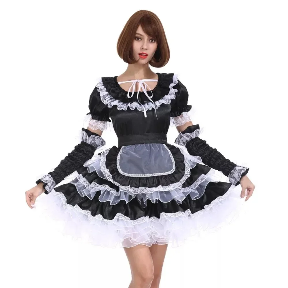 Sissy Girl Black Satin Tulle Lace Dress Maid Cosplay Adult Set Custom Halloween Carnival Costume
Sissy Girl Black Satin Tulle Lace Dress Maid Cosplay Adult Set Custom Halloween Carnival Costume